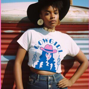 Kaeraz “Cowgirl Dollie” Graphic Tee • Vintage Western Cowgirl Style • NWOT